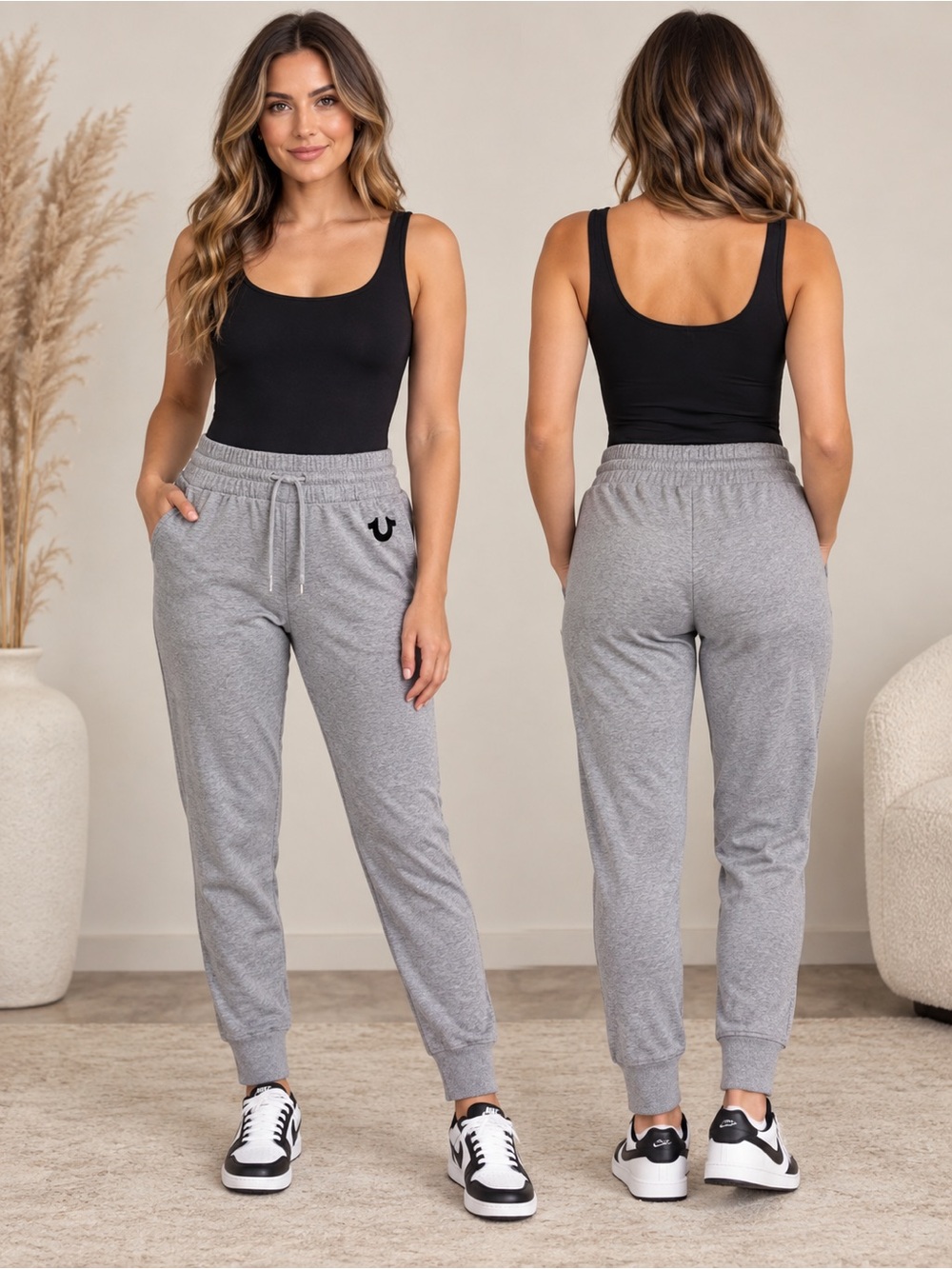 True Religion Classic High-Waist Gray Jogger Pants - Athletic Comfort